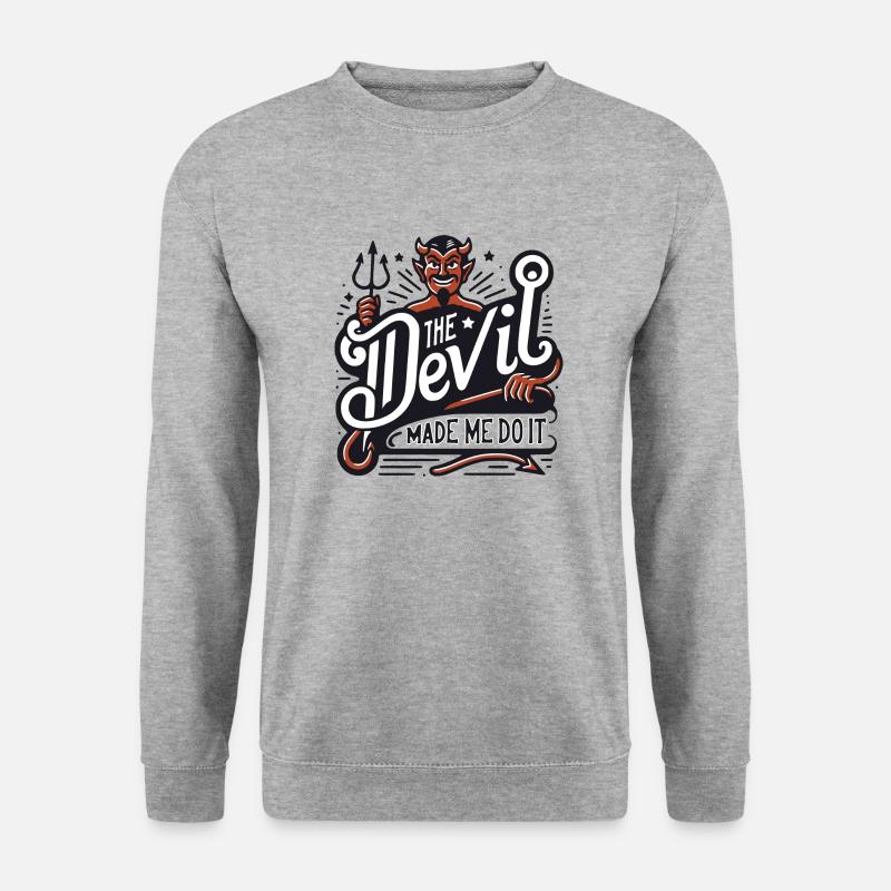 The Devil Made Me Do It - 50er Tattoo Psychobilly - Unisex Pullover - Weißgrau meliert
