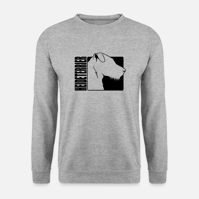 Heideterrier Profil Hunde Jagdhunde Wilsigns - Unisex Pullover - Weißgrau meliert