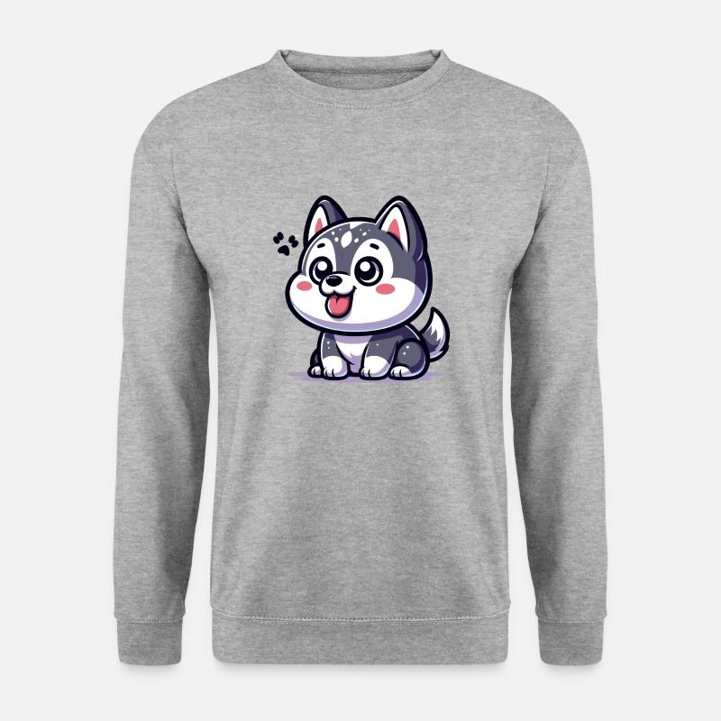 Entzückender Cartoon-Hund - Unisex Pullover - Weißgrau meliert