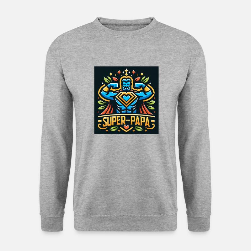 Super-Dad-Familienheld - Unisex Pullover - Weißgrau meliert