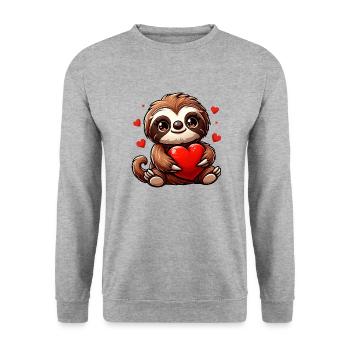 Sloth Love - Perfect for Valentine's Day and - Unisex Sweatshirt - salt & pepper - Front - Alina (178cm) & Michal (187cm)
