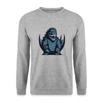 Tyrannosaurus Rex Logo - Unisex Pullover - Weißgrau meliert - Vorne - Alina (178cm) & Michal (187cm)