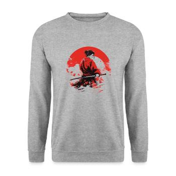 Japanese Art Warrior Onimusha - Unisex Sweatshirt - salt & pepper - Front - Alina (178cm) & Michal (187cm)