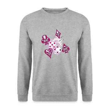 Glücksspiel - Unisex Pullover - Weißgrau meliert - Vorne - Alina (178cm) & Michal (187cm)