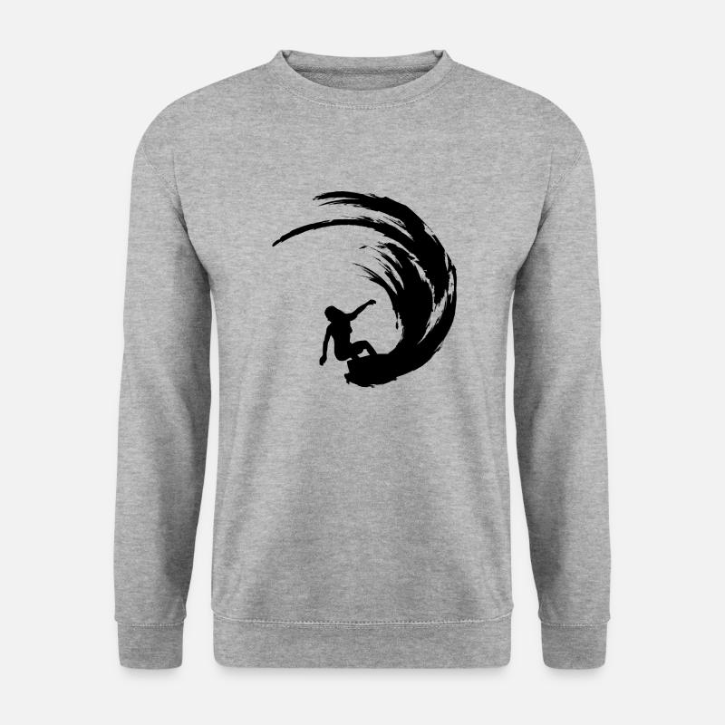 Surfer Surfen Surferin - Unisex Pullover - Weißgrau meliert