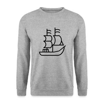 Piratenschiff - Unisex Pullover - Weißgrau meliert - Vorne - Alina (178cm) & Michal (187cm)