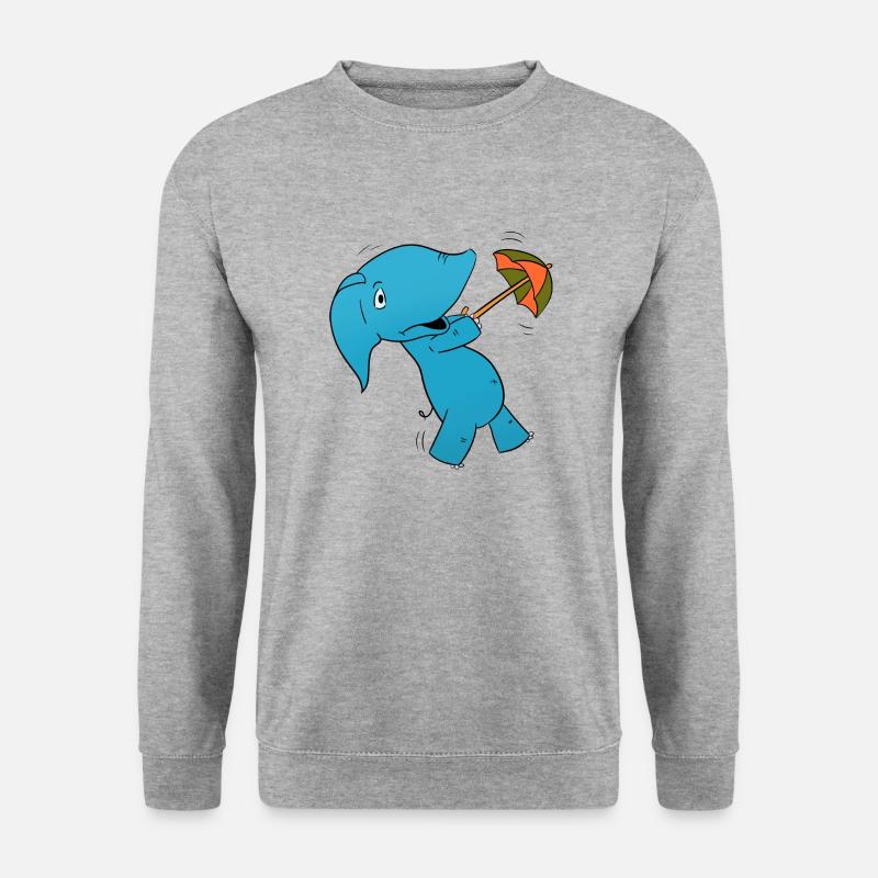 Elefant Regenschirm - Unisex Pullover - Weißgrau meliert