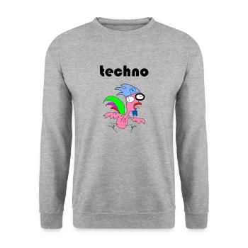 techno hahn - Unisex Pullover - Weißgrau meliert - Vorne - Alina (178cm) & Michal (187cm)