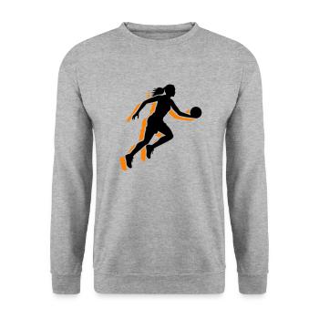 Basketball Player Symbol Basketball Player Woman - Unisex Sweatshirt - salt & pepper - Front - Alina (178cm) & Michal (187cm)