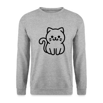 Katze - Unisex Pullover - Weißgrau meliert - Vorne - Alina (178cm) & Michal (187cm)