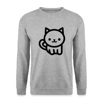 Katze - Unisex Pullover - Weißgrau meliert - Vorne - Alina (178cm) & Michal (187cm)