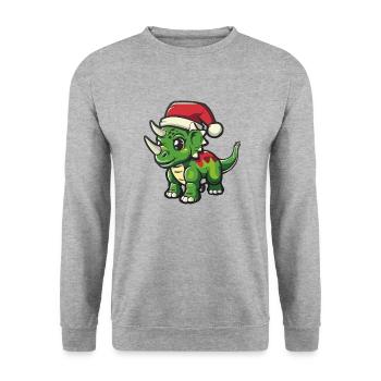 Dinosaure tricératops Noël - Sweat-shirt Unisexe - gris chiné - Devant - Alina (178cm) & Michal (187cm)