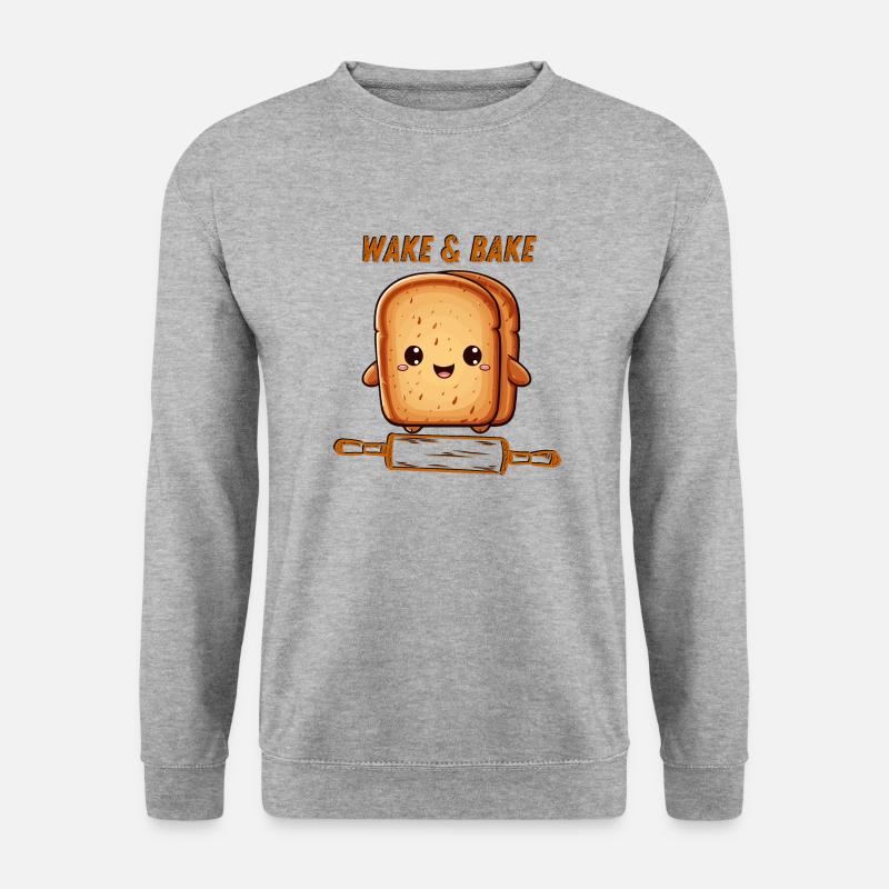 Wake Bake - Unisex Pullover - Weißgrau meliert