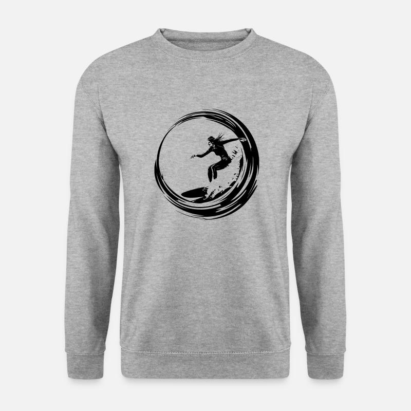 Surfer Frau Silhouette - Unisex Pullover - Weißgrau meliert