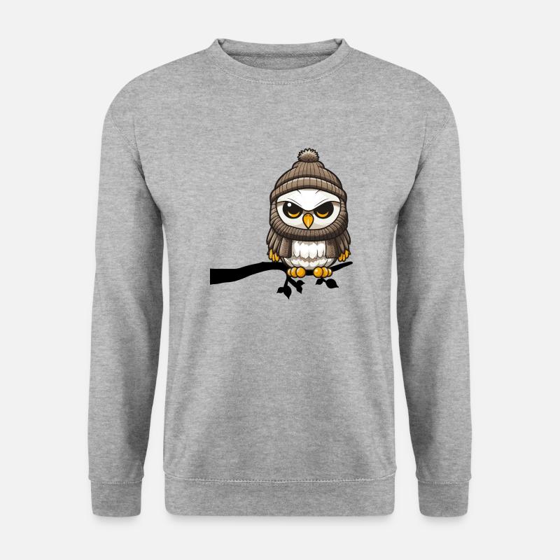winter eule ast - Unisex Pullover - Weißgrau meliert
