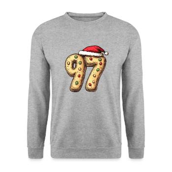 97 Numéro Noël - Sweat-shirt Unisexe - gris chiné - Devant - Alina (178cm) & Michal (187cm)