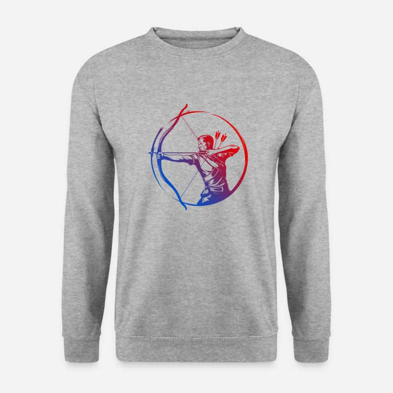 Bogenschießen Silhouette Bunt - Unisex Pullover - Weißgrau meliert
