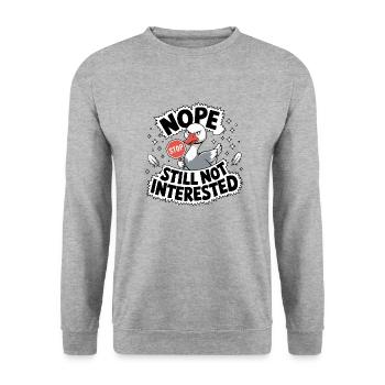 Uninterested Goose Stop Sign - Unisex Sweatshirt - salt & pepper - Front - Alina (178cm) & Michal (187cm)