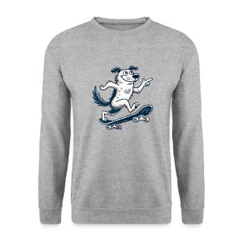 Skate chien - Sweat-shirt Unisexe - gris chiné - Devant - Alina (178cm) & Michal (187cm)