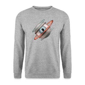 Space Eye - Unisex Pullover - Weißgrau meliert - Vorne - Alina (178cm) & Michal (187cm)