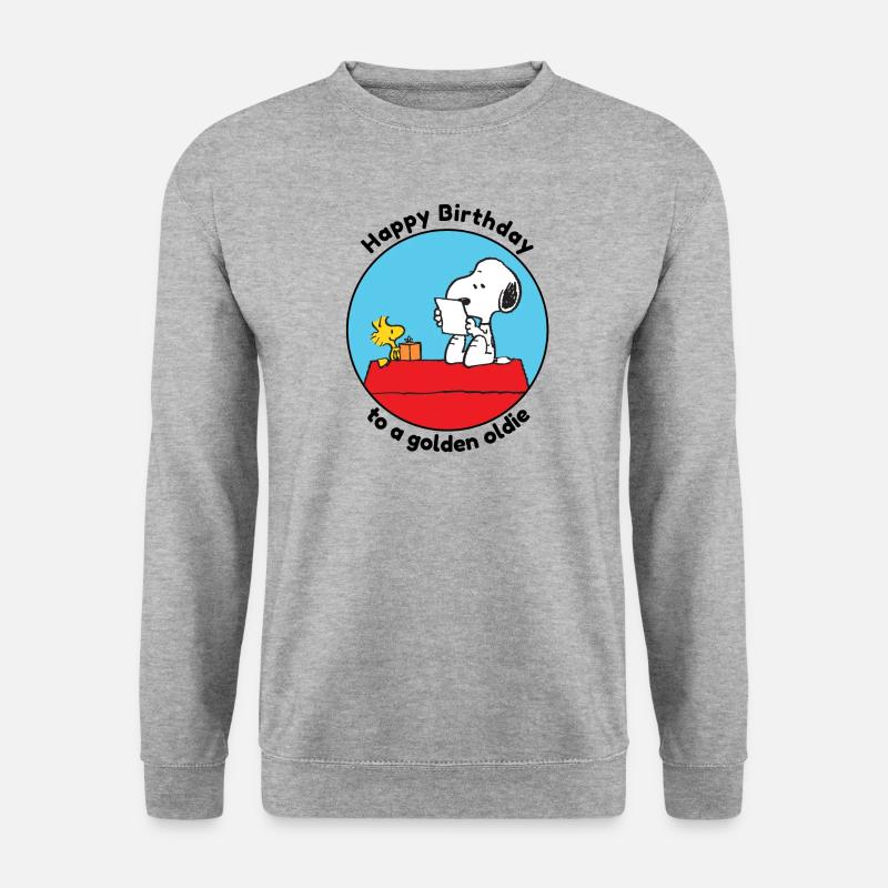 Peanuts Geburtstagsdesign Golden Oldie Mit Snoopy - Unisex Pullover - Weißgrau meliert