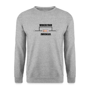 Widerstand Zwecklos - Elektroniker - Physik - 1337 - Unisex Pullover - Weißgrau meliert - Vorne - Alina (178cm) & Michal (187cm)