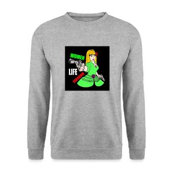 Women life freedom - Unisex Pullover - Weißgrau meliert - Vorne - Alina (178cm) & Michal (187cm)