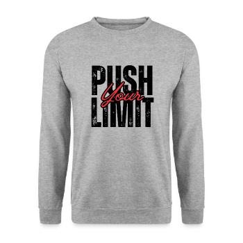Black and White Gym Motivational T shirt Design - Unisex Pullover - Weißgrau meliert - Vorne - Alina (178cm) & Michal (187cm)