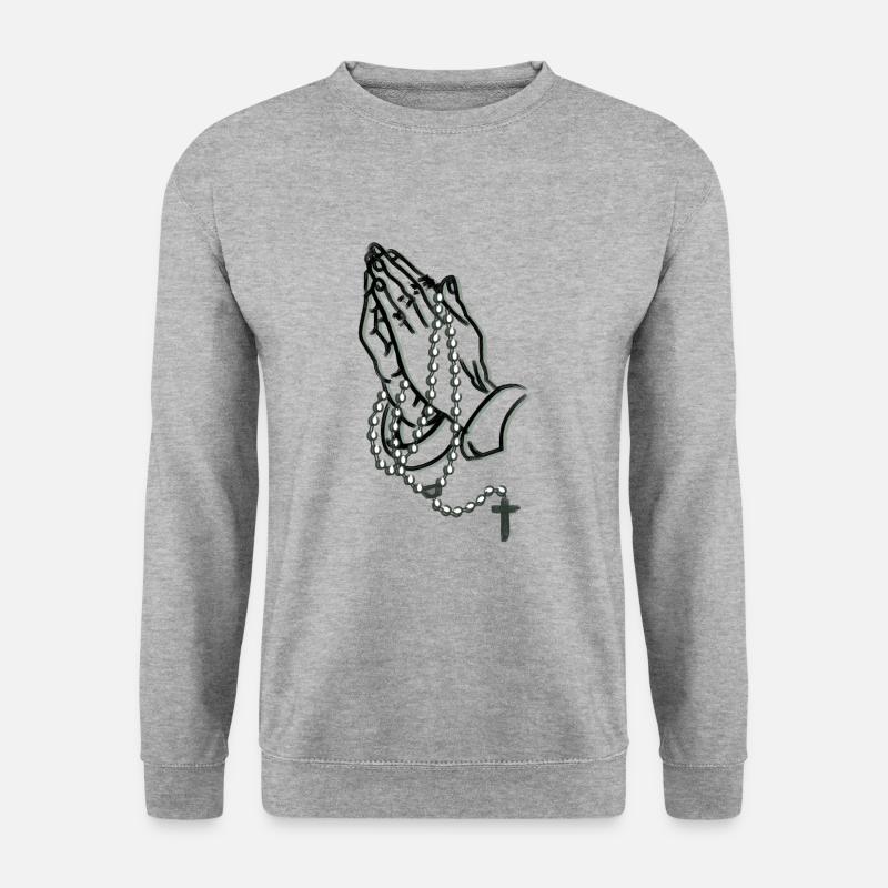 betende hände - Unisex Pullover - Weißgrau meliert