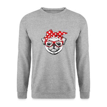 Pug Bandana - Sweat-shirt Unisexe - gris chiné - Devant - Alina (178cm) & Michal (187cm)