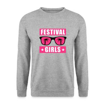 Festival T-Shirt, Konzert T-Shirt, Party T-Shirt - Unisex Pullover - Weißgrau meliert - Vorne - Alina (178cm) & Michal (187cm)
