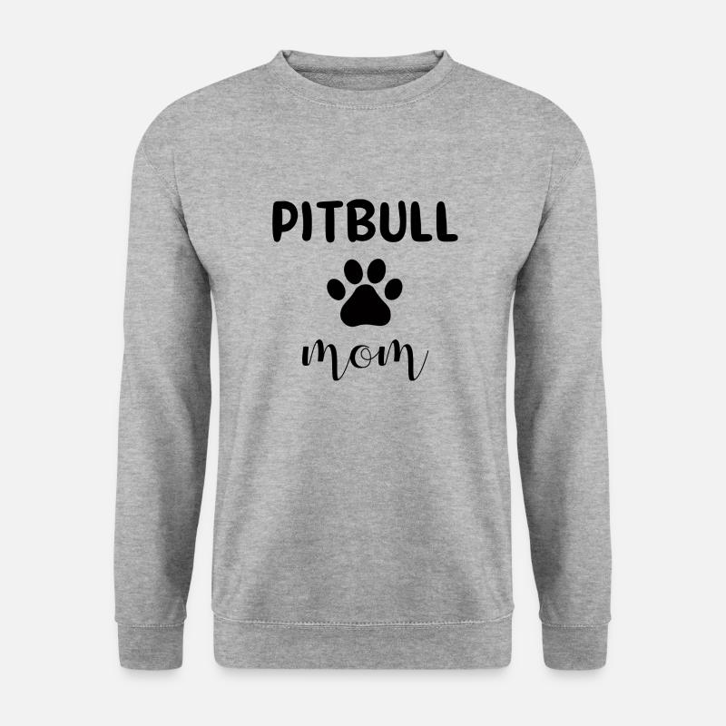 Pitbull Mom - Unisex Pullover - Weißgrau meliert