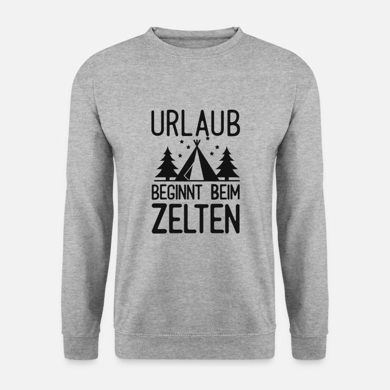Zelten Urlaub Camping Zelt Urlaub Wandern Geschenk - Unisex Pullover - Weißgrau meliert