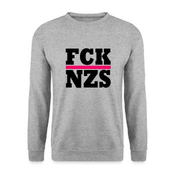 FCK NZS - Unisex Sweatshirt - salt & pepper - Front - Alina (178cm) & Michal (187cm)