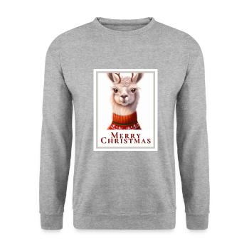 Portrait of a cute llama in a Christmas. - Unisex Sweatshirt - salt & pepper - Front - Alina (178cm) & Michal (187cm)
