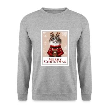 Christmas Siberian cat - Unisex Sweatshirt - salt & pepper - Front - Alina (178cm) & Michal (187cm)