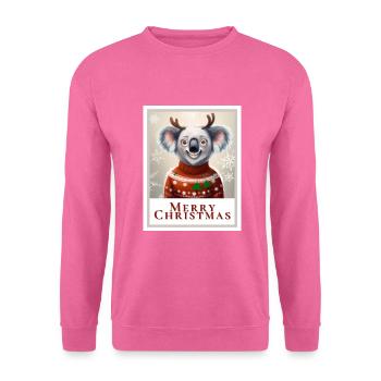 Porträt eines glücklichen Koalabären zu Weihnachten - Unisex Pullover - Pink - Vorne