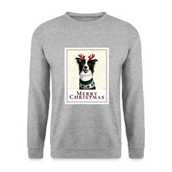 Border Collie Dog in a Christmas Sweater. - Unisex Sweatshirt - salt & pepper - Front - Alina (178cm) & Michal (187cm)