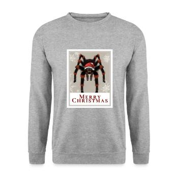 Portrait of a tarantula wearing a Santa hat. - Unisex Sweatshirt - salt & pepper - Front - Alina (178cm) & Michal (187cm)