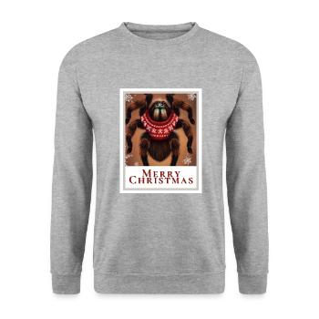 Tarantula with the inscription merry christmas. - Unisex Sweatshirt - salt & pepper - Front - Alina (178cm) & Michal (187cm)