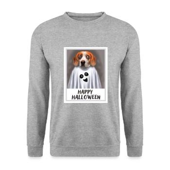 Portrait of beagle in halloween ghost costume. - Unisex Sweatshirt - salt & pepper - Front - Alina (178cm) & Michal (187cm)