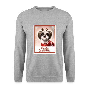Cute Shih tzu dog in a Christmas sweater. - Unisex Sweatshirt - salt & pepper - Front - Alina (178cm) & Michal (187cm)
