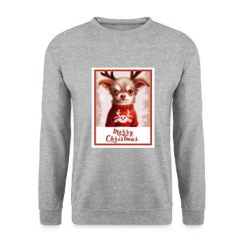Petit chien Chihuahua mignon dans une tenue de fête. - Sweat-shirt Unisexe - gris chiné - Devant - Alina (178cm) & Michal (187cm)