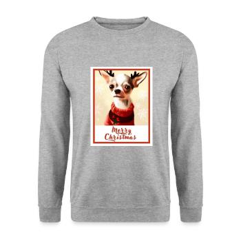 Christmas portrait of a little chihuahua dog. - Unisex Sweatshirt - salt & pepper - Front - Alina (178cm) & Michal (187cm)