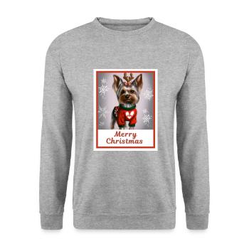 Doux chien chanceux (Yorkshire terrier) - Sweat-shirt Unisexe - gris chiné - Devant - Alina (178cm) & Michal (187cm)