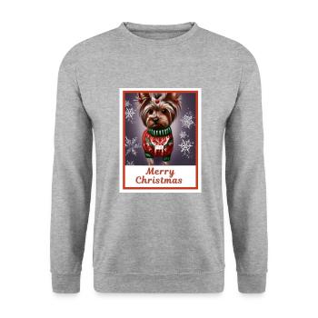 Portrait d’un chien, Yorkshire terrier - Sweat-shirt Unisexe - gris chiné - Devant - Alina (178cm) & Michal (187cm)