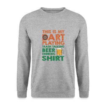 Dart & Bier Lustiger Darts Spruch - Unisex Pullover - Weißgrau meliert - Vorne - Alina (178cm) & Michal (187cm)