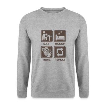 Tuning Spruch für Motorsport / Auto Fans - Unisex Pullover - Weißgrau meliert - Vorne - Alina (178cm) & Michal (187cm)