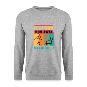 Lustiger Grill-Spruch I Grillen Motiv - Unisex Pullover - Weißgrau meliert - Vorne - Alina (178cm) & Michal (187cm)