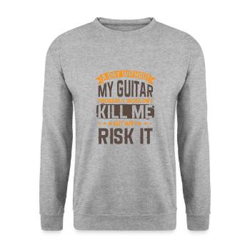 Gitarre Musik Gitarisst Gitarren Spruch - Unisex Pullover - Weißgrau meliert - Vorne - Alina (178cm) & Michal (187cm)